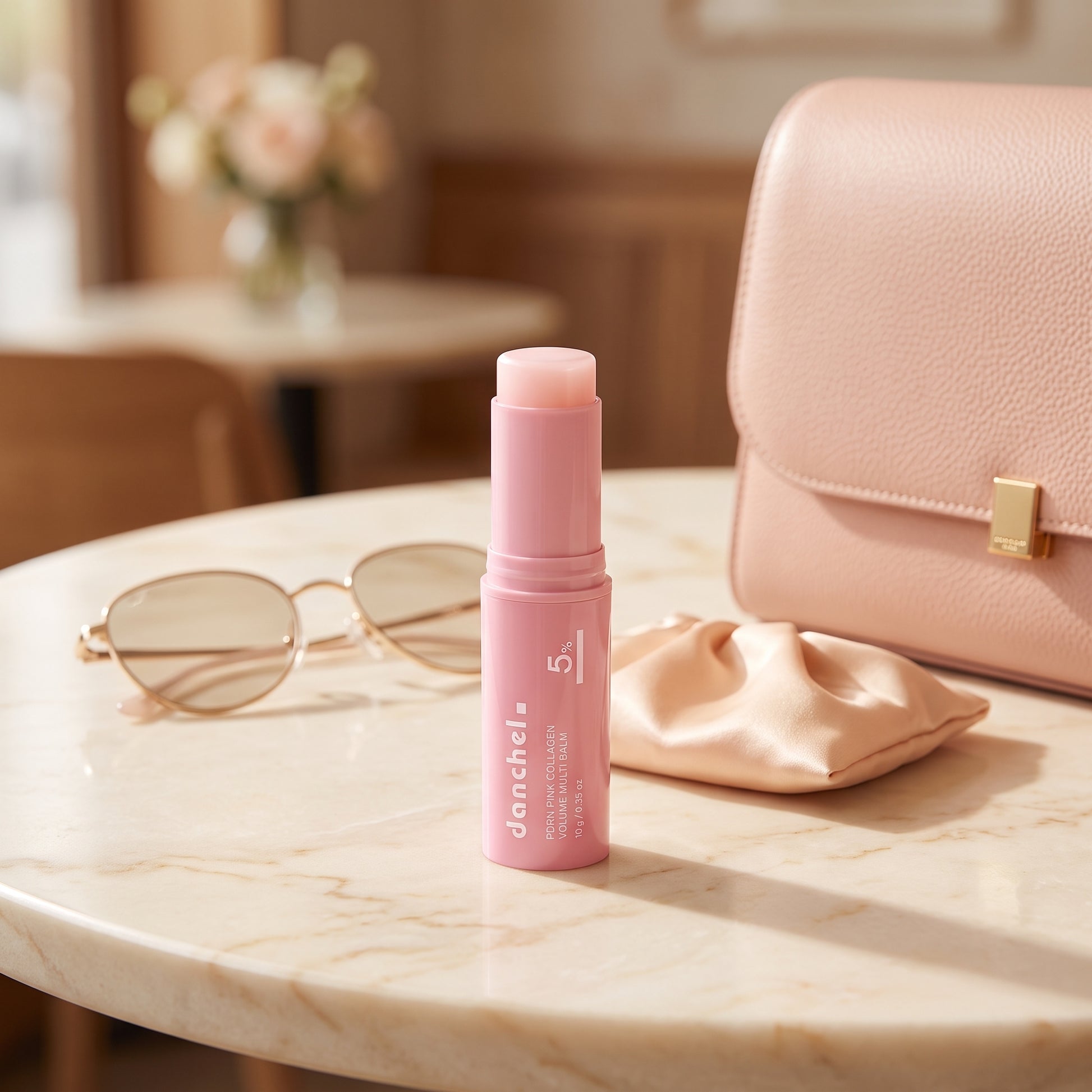 danchel glow balm stick with handbag essentials, portable glow on the go